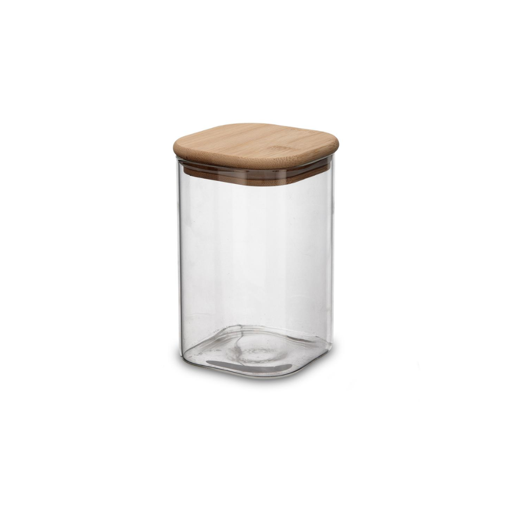 QUID Tarro Vidrio Cocco Tapa Madera 1,1 L