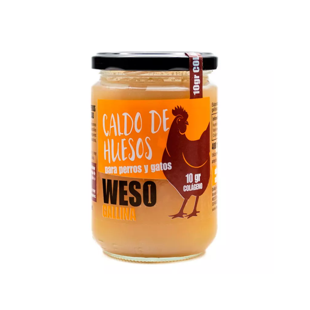 WESO Caldo de Huesos Gallina - Bote 400 ml para perros y gatos