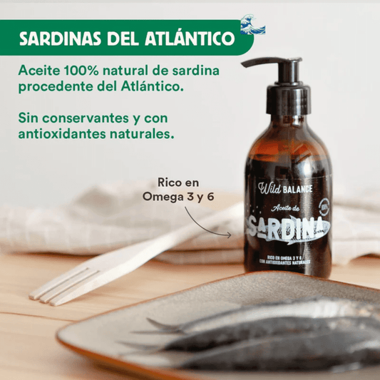 WILD BALANCE Aceite natural de Sardina 250 ml para perros y gatos