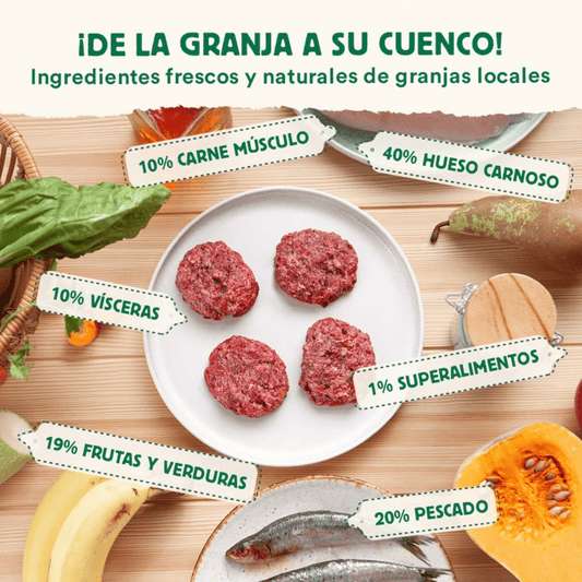 WILD BALANCE Menú BARF Boquerón y Sardina con Verduras Frescas para perros