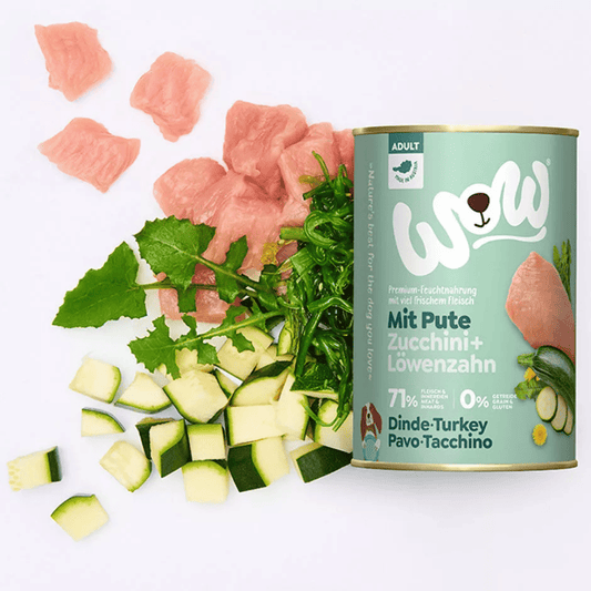 WOW Pavo con Calabacín y Diente de León 400 g para perros