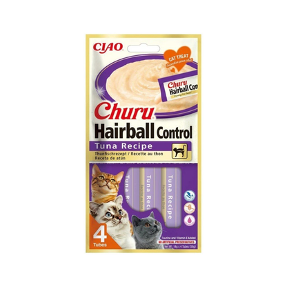 CHURU Hairball Control Receta de Atún 4x14 g para gatos