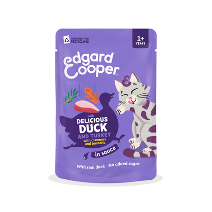 EDGARD&COOPER Pato y Pavo en Salsa 85 g para gatos
