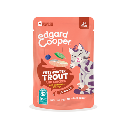 EDGARD&COOPER Trucha y Pollo en Salsa 85 g para gatos