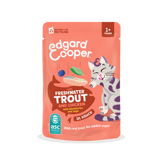 EDGARD&COOPER Trucha y Pollo en Salsa 85 g para gatos