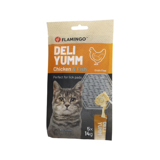 FLAMINGO Deli Yumm Antiestrés 5x14 g para gatos