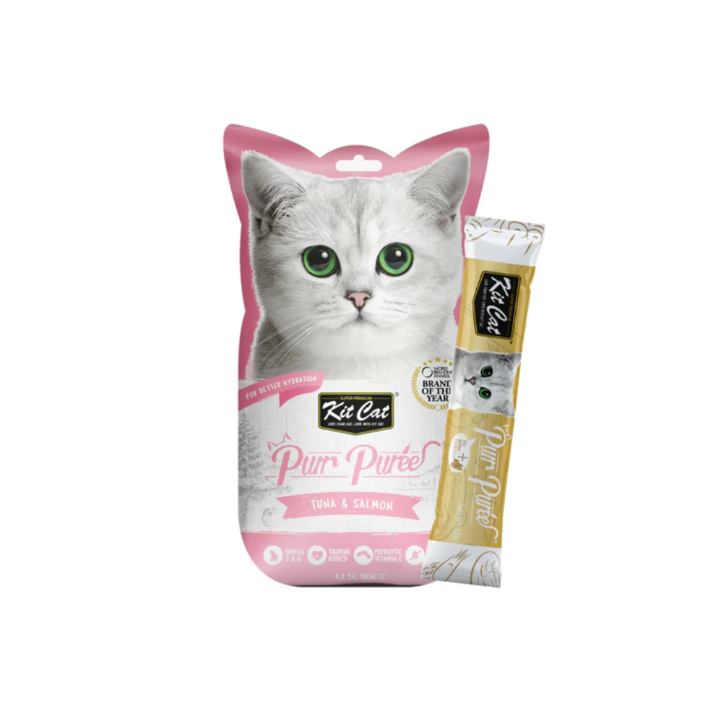 KIT CAT PurrPuree Atún y Salmón 60 g (4x15 g) para gatos