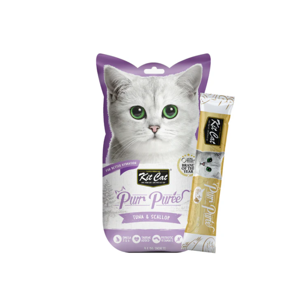 KIT CAT PurrPuree Atún y Vieiras 60 g (4x15 g) para gatos