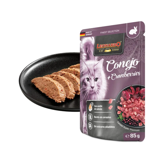 LEONARDO Finest Selection Wet Conejo y Arándanos 85 g para gatos