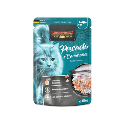 LEONARDO Finest Selection Wet Pescado y Gambas 85 g para gatos