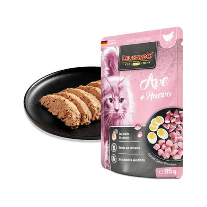 LEONARDO Finest Selection Wet Pollo y Huevo 85 g para gatos