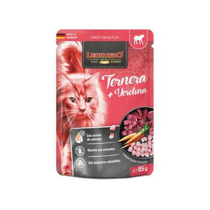 LEONARDO Finest Selection Wet Ternera y Verdura 85 g para gatos