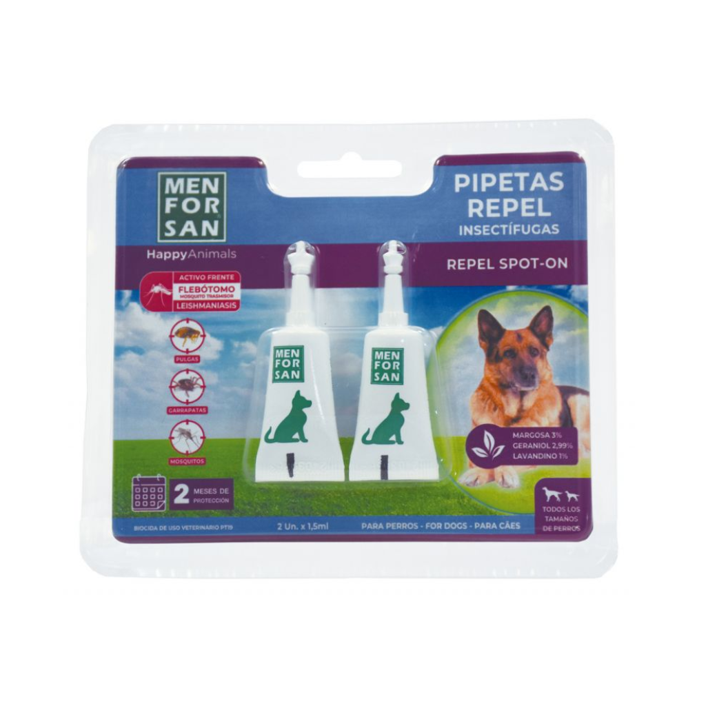 MENFORSAN Pipeta con margosa, geraniol y lavandino para perros