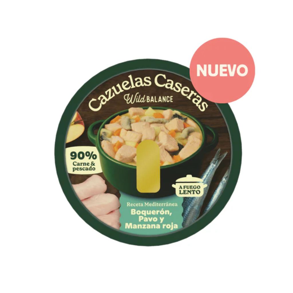 WILD BALANCE Cazuela Casera de Boquerón, Pavo y Manzana 280 g para perros
