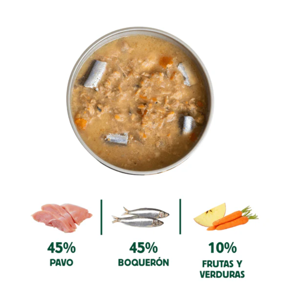 WILD BALANCE Cazuela Casera de Boquerón, Pavo y Manzana 280 g para perros