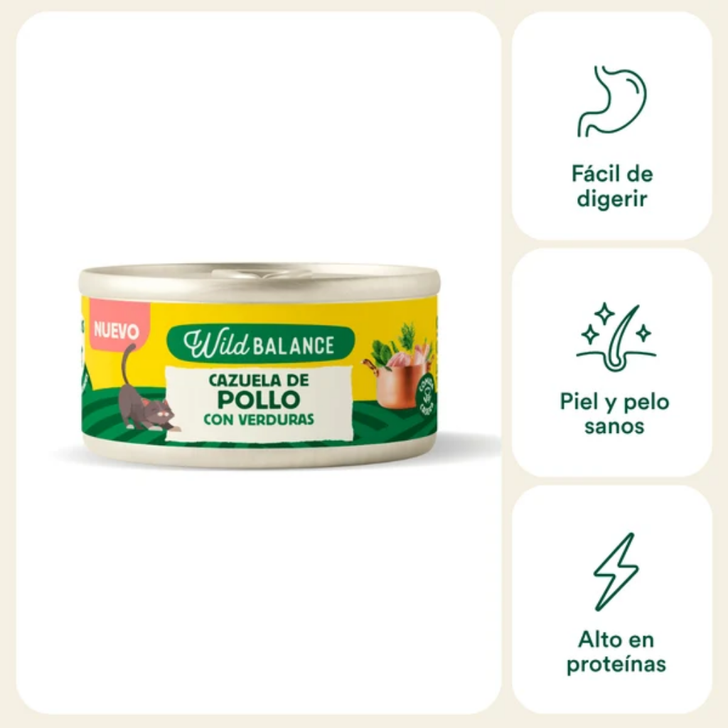 WILD BALANCE Cazuela de Pollo con verduras 80 g para gatos
