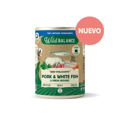 WILD BALANCE Lata de Cerdo y Merluza 400 g para perros