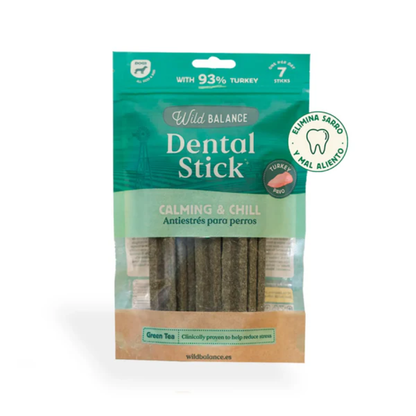 WILD BALANCE Sticks Dentales Pavo, Té Verde y Menta - Efecto Relajante 7 uds para perros