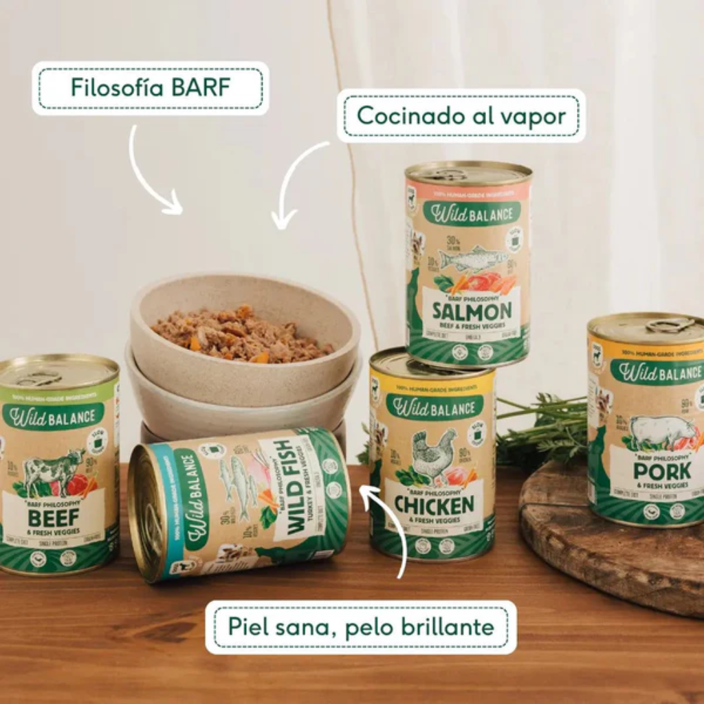 WILD BALANCE Lata de Cerdo y Merluza 400 g para perros