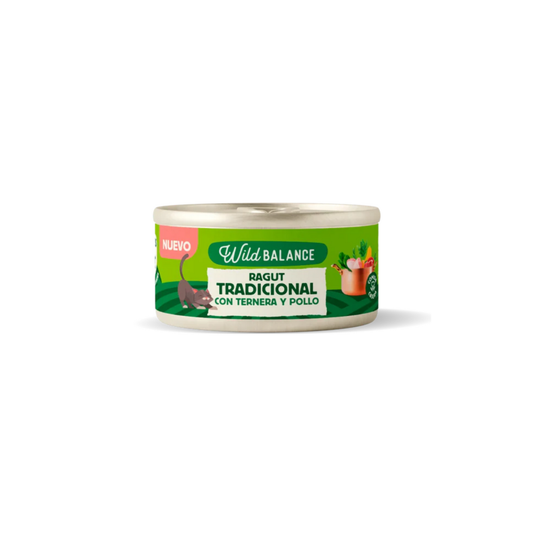 WILD BALANCE Ragut Tradicional de Ternera y Pollo 80 g para gatos